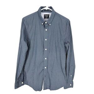 Abercrombie Blue White Button Down Button Collar Long Sleeve Shirt Sz Medium
